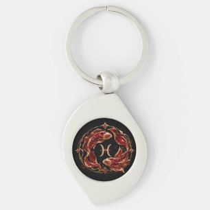 Chaveiro Luxo Peixes Zodíaco Vermelho