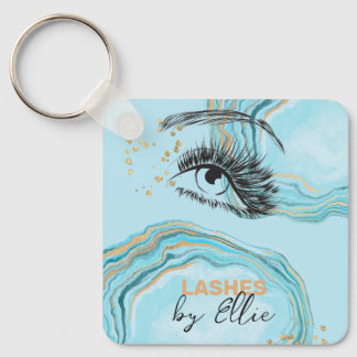 Chaveiro Luxurious Teal Gold Marble Lash Extension Qr Code