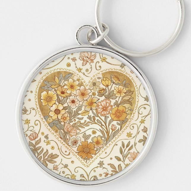 Chaveiro Luxury, , Beigi Gold ,Love Heart , Valentine's Day (Frente)