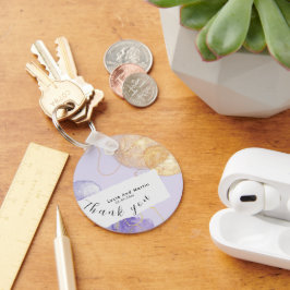 Chaveiro Luxury Roxo e Abstrato Ouro Obrigado Casamento