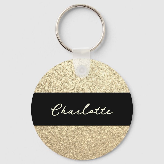 Chaveiro Luxury Sparkle Name Glitter Dourado (Frente)