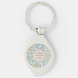Chaveiro Luxury, Valentine's Day,Gold Soft Blue Flowers Art