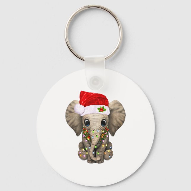 Chaveiro Luz de Natal de Elefante Fofo Presente Divertido p (Frente)