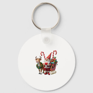 Chaveiro Luz de Natal Gnome Papai Noel Montado em Trenó Hi