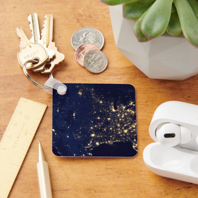 Chaveiro Luzes Da Cidade Dos Estados Unidos À Noite. (Mesa)