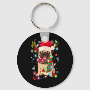 Chaveiro Luzes De Natal Árvore De Natal Pug Santa Cachorro