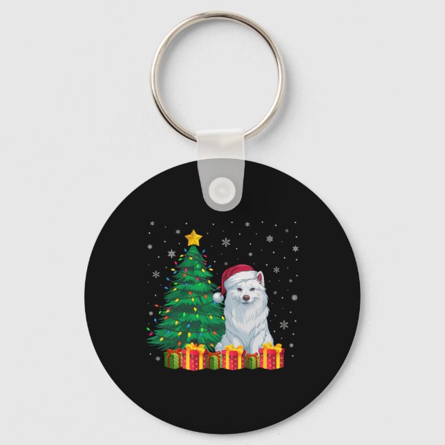 Chaveiro Luzes de Natal do Esquimó Santa Hat Americano Feio (Frente)