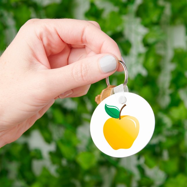 Chaveiro Maçã Dourada Fruta Amarela Brilhante (Criador carregado)