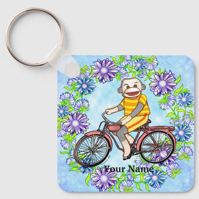 Chaveiro Macaco de Meia de Bicicleta a Pedal (Frente)