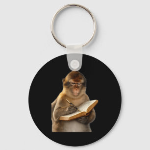 Chaveiro Macaco lendo livro escrevendo diário amante de liv