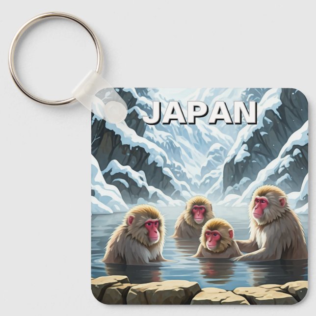 Chaveiro Macacos-da-neve do Parque Jigokudani Japão (Frente)
