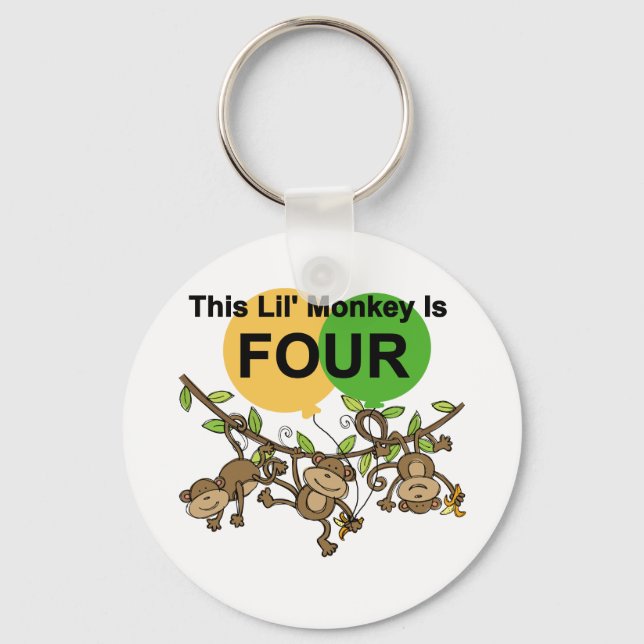 Chaveiro Macacos Swing 4º Aniversário Camisetas e presentes (Frente)