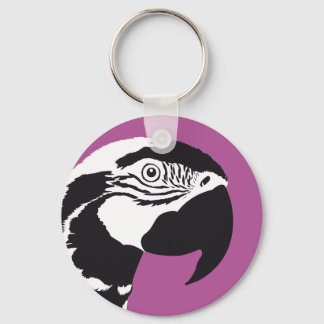 CHAVEIRO MACAW PARROT PRETO E BRANCO