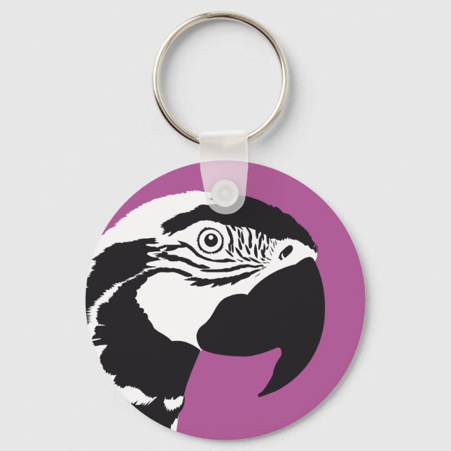 CHAVEIRO MACAW PARROT PRETO E BRANCO (Frente)