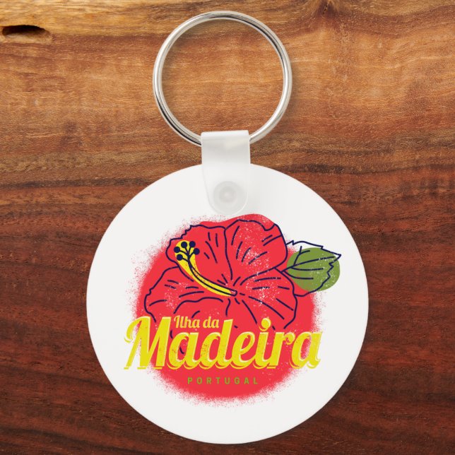 Chaveiro Madeira Hibiscus Fllower Island Portugal Souvenir (Frente)