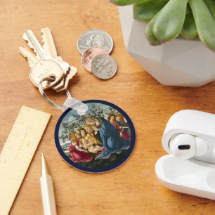 Chaveiro Madona Adorando a Criança com 5 Anjos Botticelli