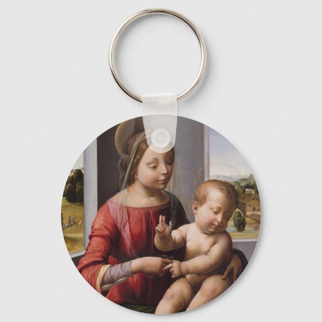 Chaveiro Madonna e Criança com João Batista (Frente)