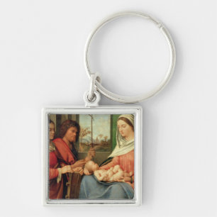 Chaveiro Madonna e criança com santos 2