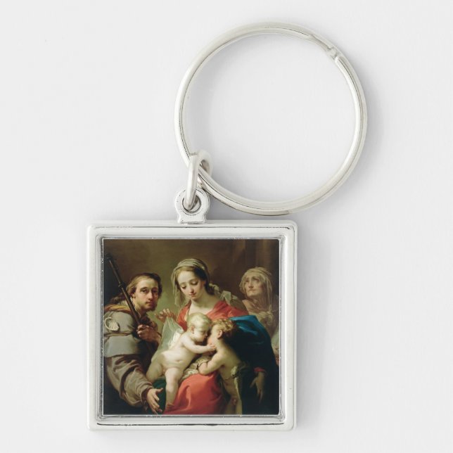 Chaveiro Madonna e criança com santos John, Anna e Rocco (Frente)