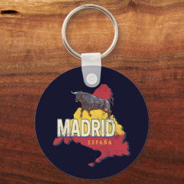 Chaveiro Madrid Espanha Retro Região Map Vintage Bull