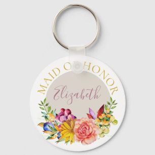Chaveiro Madrinha de casamento com o nome Buquê Floral