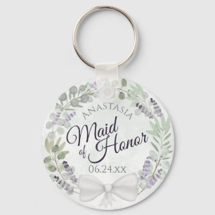Chaveiro Madrinha de casamento Eucalyptus Lavanda Wreath Ca