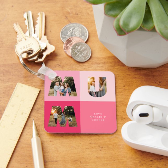 Chaveiro Mãe 3 dia de as mães rosa-cinza moderno (Mesa)