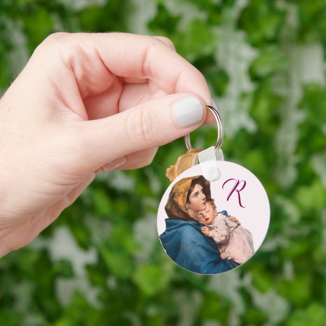 Chaveiro Mãe Abençoada Oração Personalizável com Monograma (Mão)