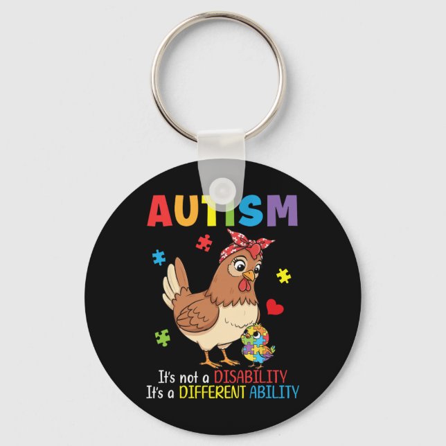 Chaveiro Mãe Consciente do Autismo Galinha Habilidade Difer (Frente)
