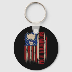 Chaveiro Mãe de Badminton Vintage Bandeira Americana dos EU