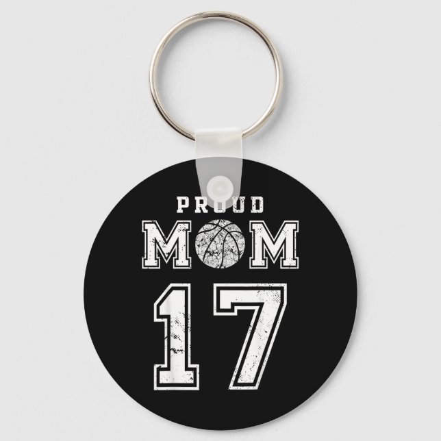 Chaveiro Mãe de Basquete Orgulhosa Personalizada Número 17 (Frente)