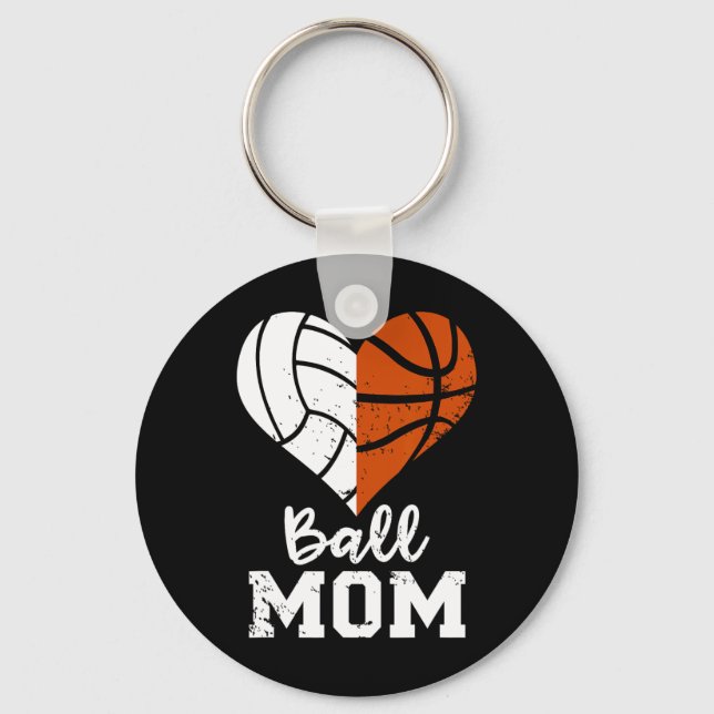 Chaveiro Mãe de Bola Diversão do Coração de Voleibol (Frente)
