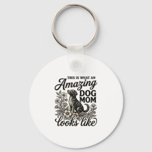 Chaveiro Mãe de Cachorro Incrível Design Floral Vintage de 