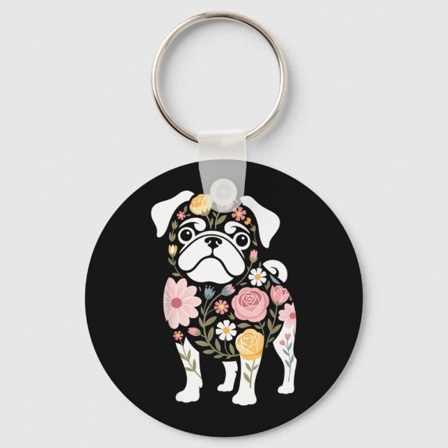 Chaveiro Mãe de cachorro Pug fofa feminina (Frente)