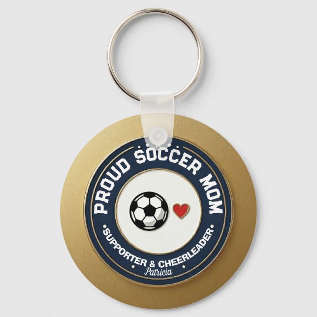 Chaveiro Mãe de Futebol Orgulhosa Adepta Gold Com Nome (Frente)