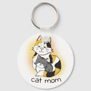 Chaveiro mãe de gato com ilustração de gatinho