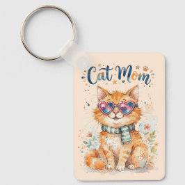 Chaveiro Mãe de Gato. Gato fofo usando óculos de sol.