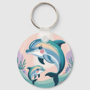 Chaveiro Mãe de Golfinho e Bebê