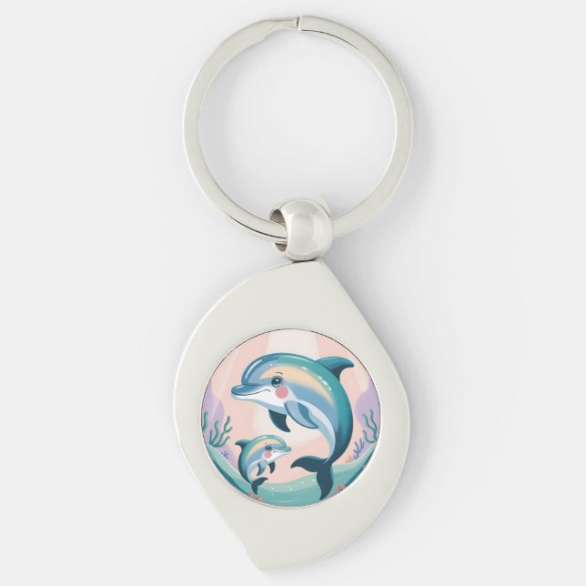 Chaveiro Mãe de Golfinho e Bebê (Frente)