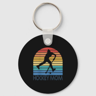 Chaveiro Mãe de Hockey Feminino Retro Vintage Pôr do Sol Mo
