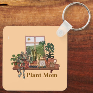 Chaveiro Mãe de Planta Boho Jardim Interno Aquarela