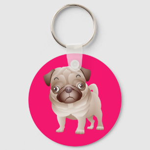 Chaveiro Mãe de Pug Fofa Pai de Cachorro Amante de Cartoon