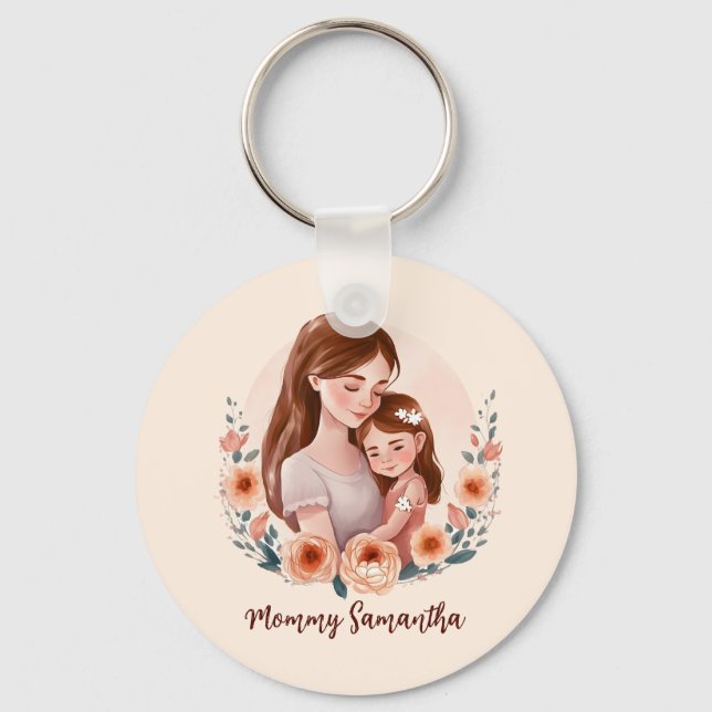 Chaveiro Mãe e Filha Adoráveis - Quadro Floral (Frente)