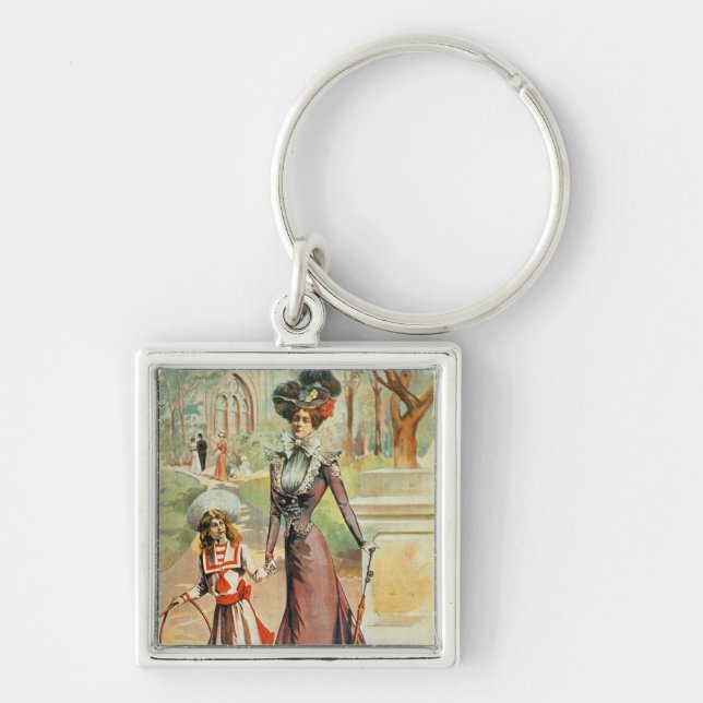 Chaveiro Mãe e filha em uma caminhada (litho da cor) (Frente)