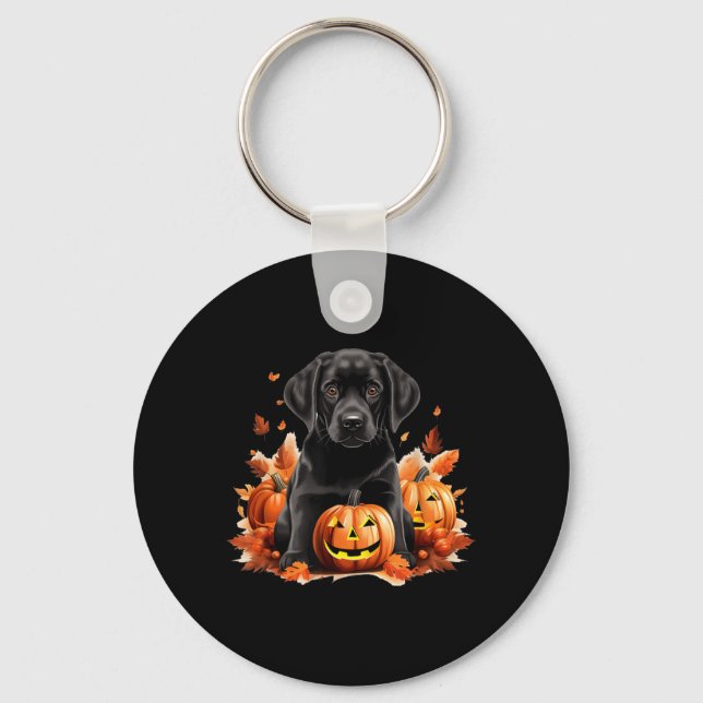 Chaveiro Mãe e Pai de Cachorro Black Lab no Halloween Outon (Frente)