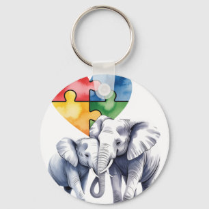 Chaveiro Mãe Elefante Conscientização do Autismo com Quebra