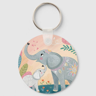 Chaveiro Mãe Elefante e Bebê