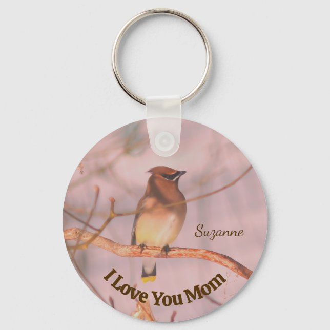 Chaveiro Mãe Eu Te Amo Waxwing Personalizado (Frente)
