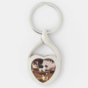 Chaveiro Mãe Gato e Gatinhos na Mesa