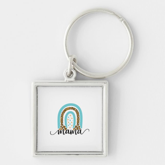 Chaveiro Mãe Gift Rainbow Leopard Mama (Frente)